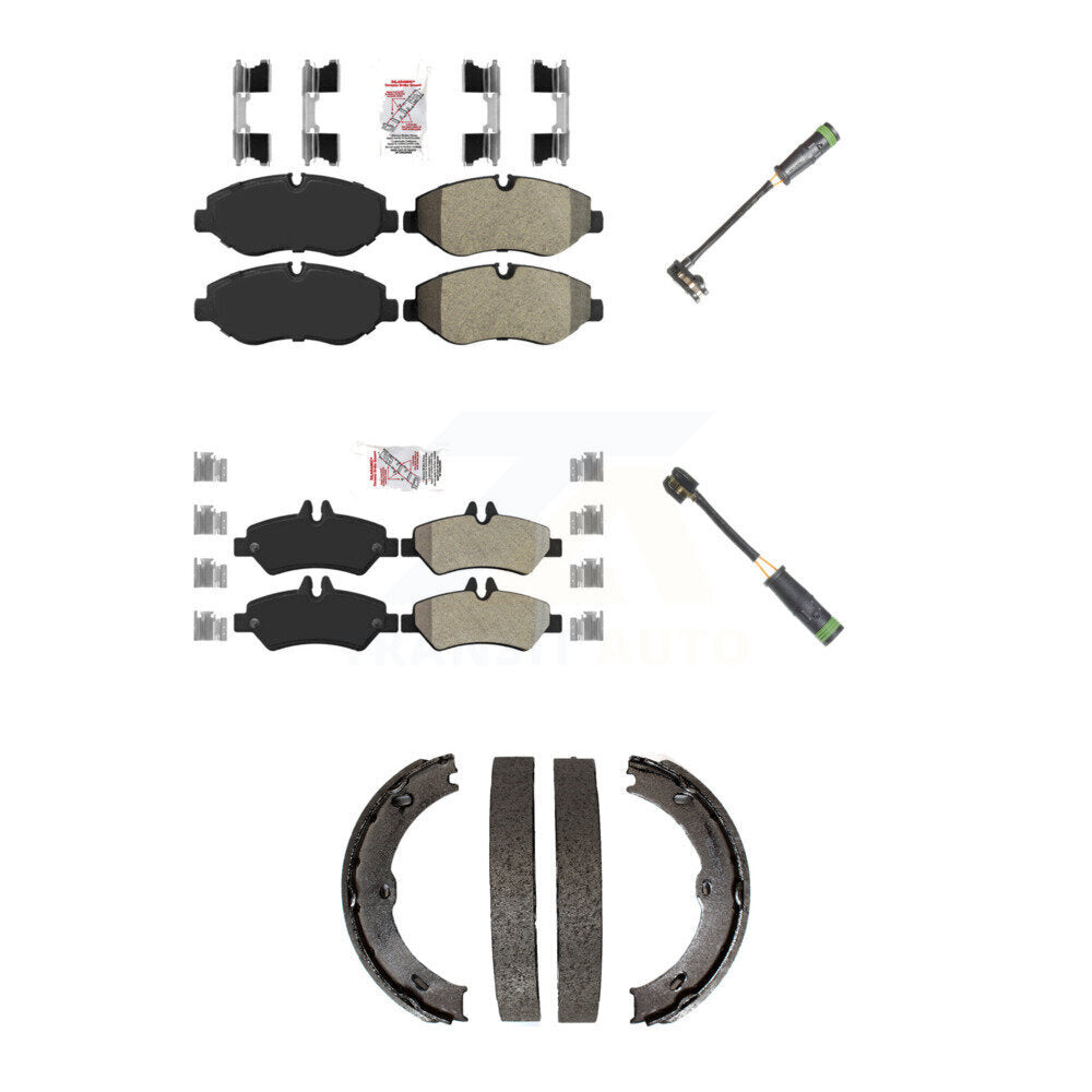 Front Rear Ceramic Disc Brake Pads & Wear Sensor Kit (5Pc) For Freightliner Sprinter 2500 KNW-101185