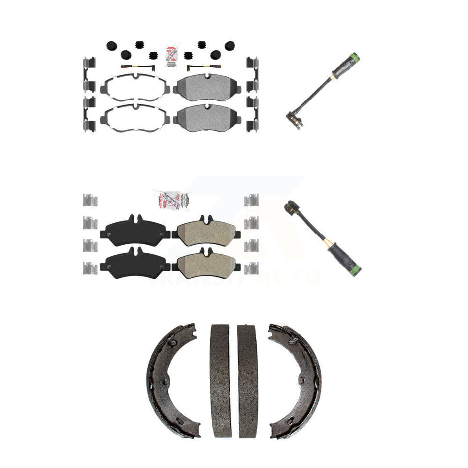 Front Rear Ceramic Brake Pad & Extra Wear Sensor Kit (5Pc) For Freightliner Sprinter 2500 KNW-101186