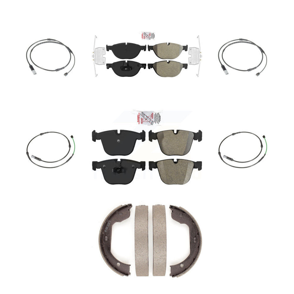 Front Rear Ceramic Disc Brake Pads And Wear Sensors Kit (7Pc) For BMW 535i GT xDrive 550i KNW-101207