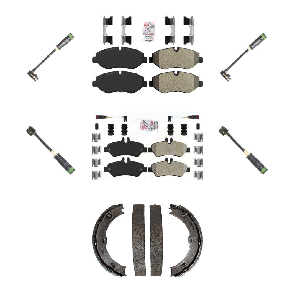Front Rear Ceramic Brake Pad & Extra Wear Sensor Kit (7Pc) For Freightliner Sprinter 2500 KNW-101220