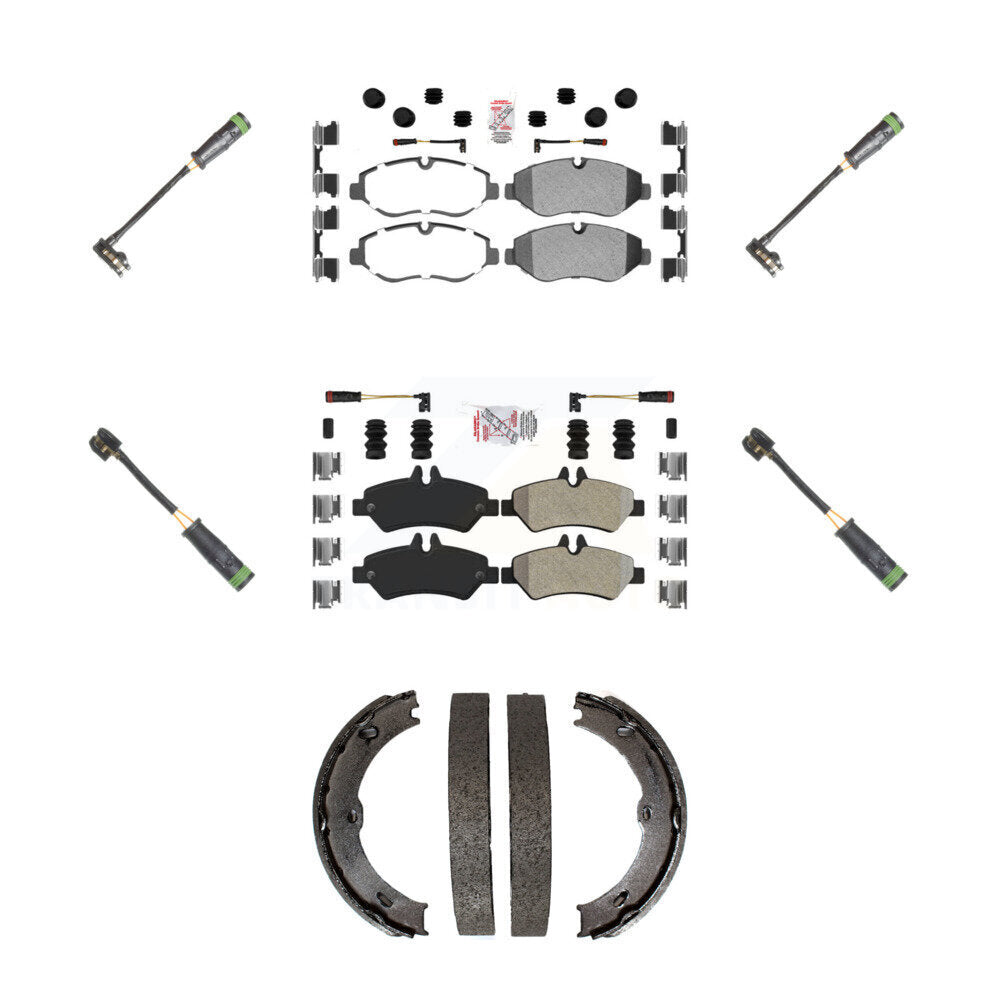Front Rear Ceramic Brake Pad & Extra Wear Sensor Kit (7Pc) For Freightliner Sprinter 2500 KNW-101221