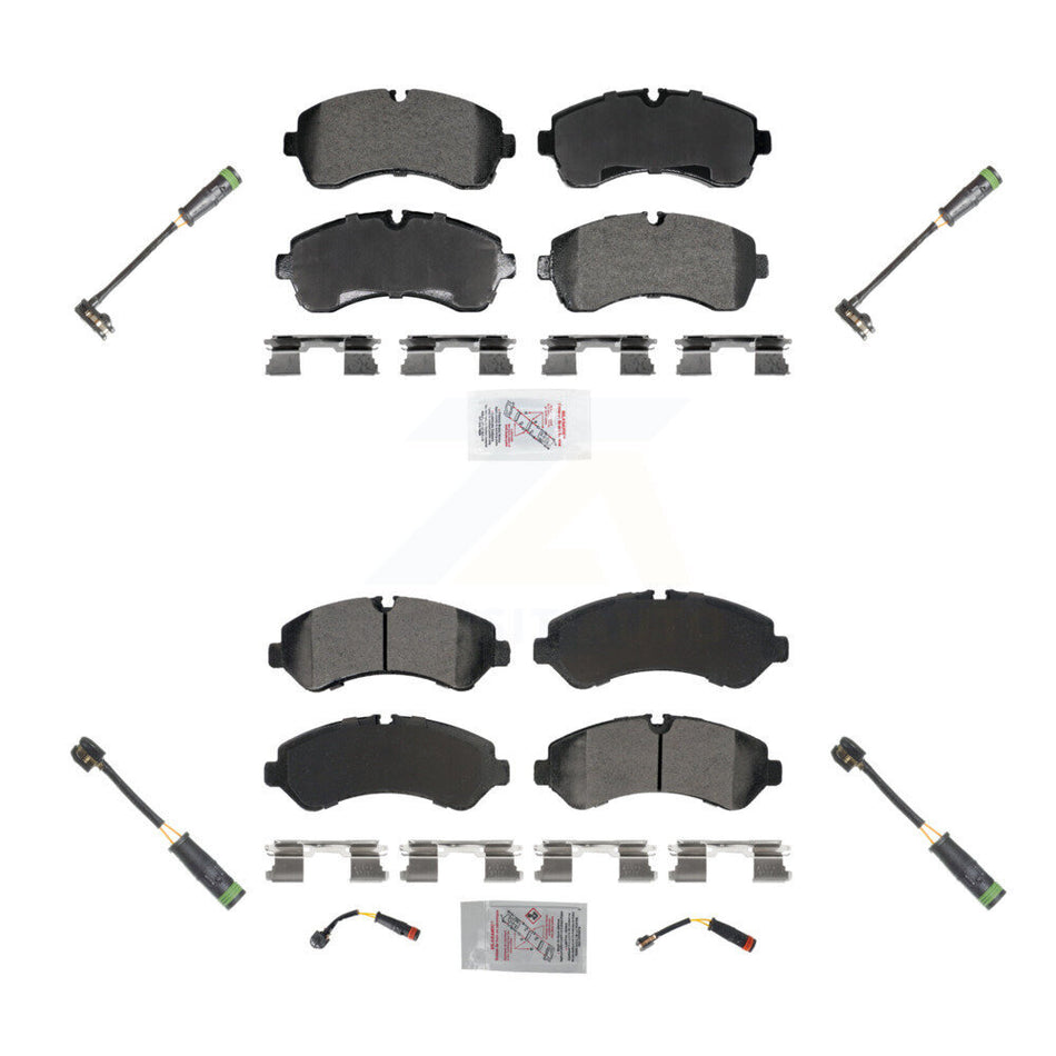 Front Rear Ceramic Disc Brake Pads & Extra Wear Sensor Kit For Freightliner Sprinter 4500 KNW-101264