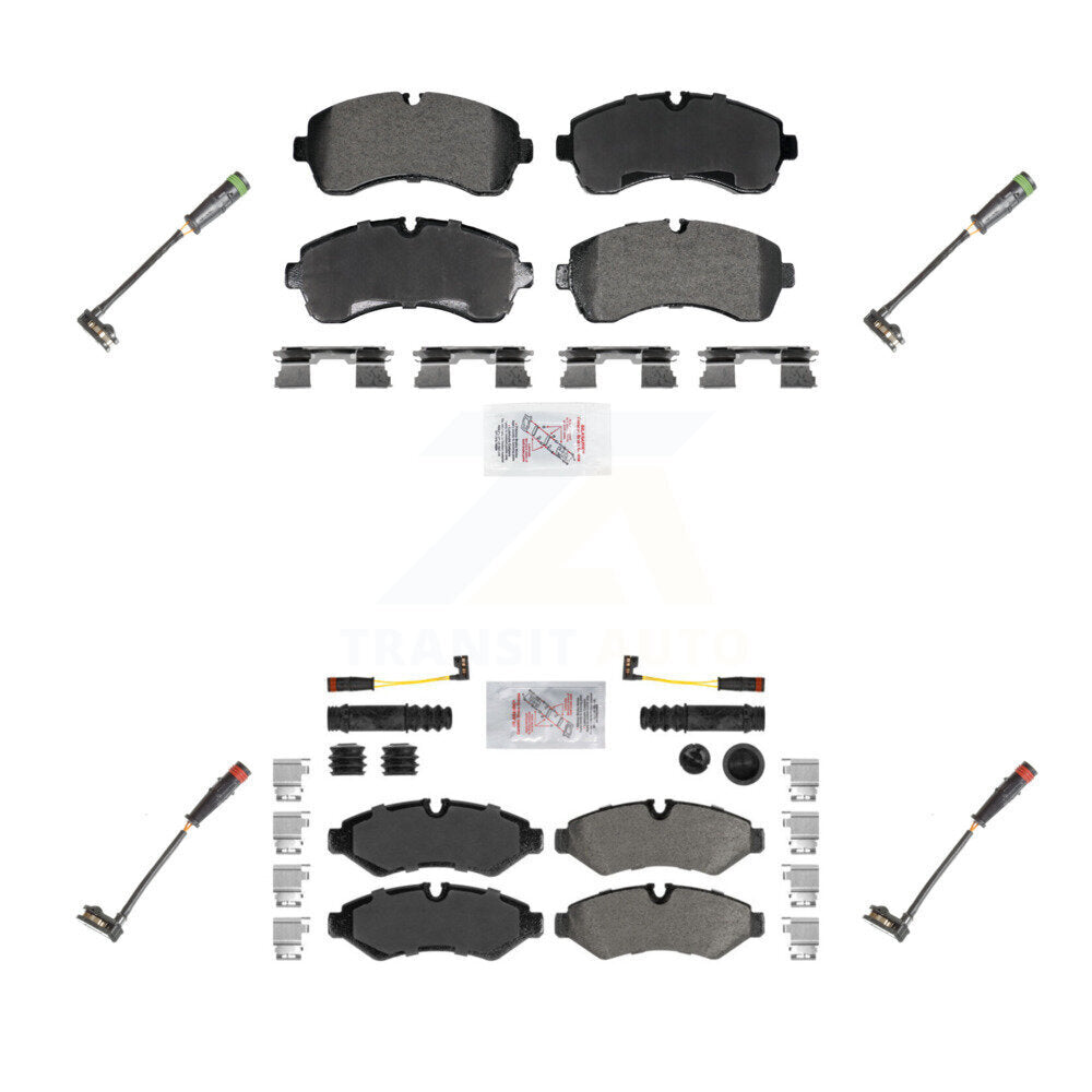 Front Rear Ceramic Brake Pad & Extra Wear Sensor Kit For Mercedes-Benz Sprinter 2500 1500 KNW-101279