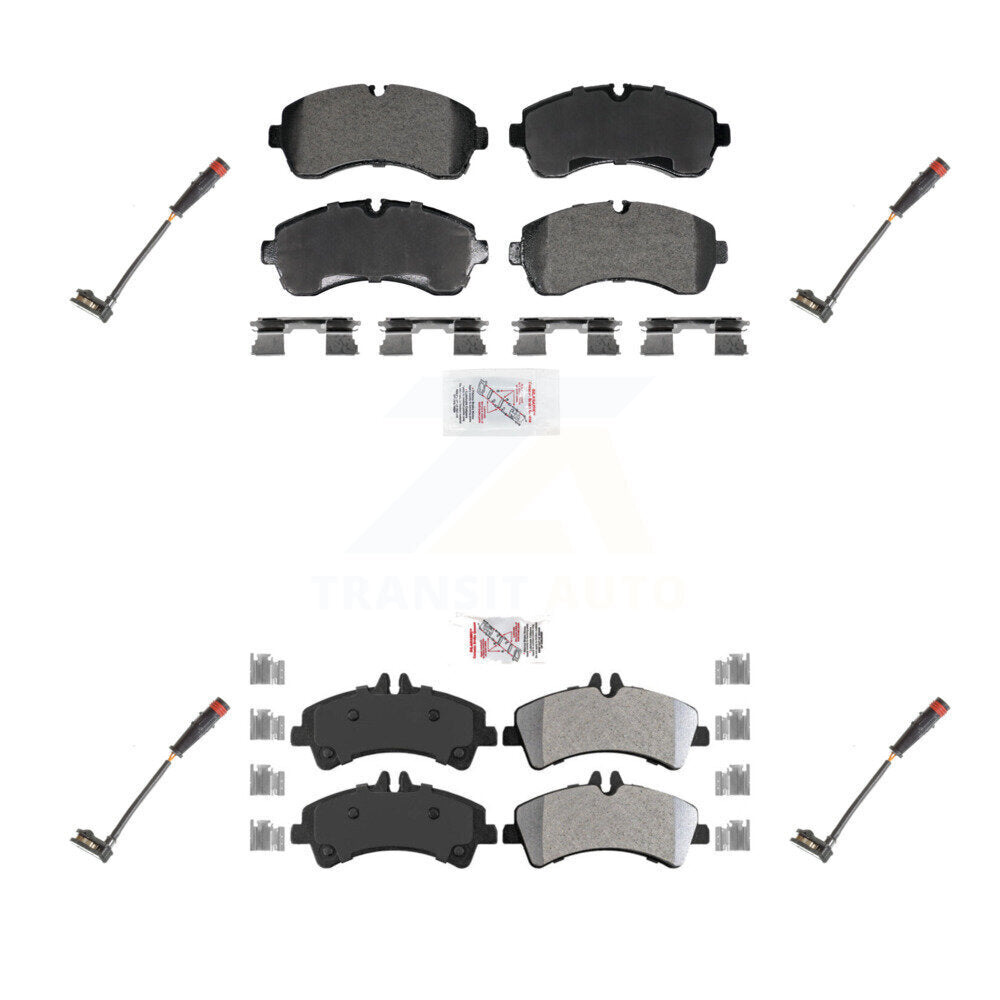 Front Rear Ceramic Disc Brake Pads And Wear Sensors Kit For 2009 Dodge Sprinter 3500 3.0L KNW-101285