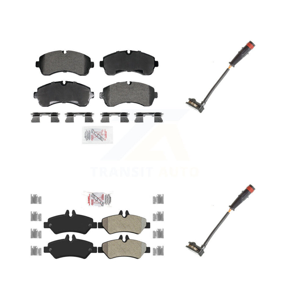 Front Rear Ceramic Disc Brake Pads And Wear Sensors Kit For 2009 Dodge Sprinter 3500 3.0L KNW-101308