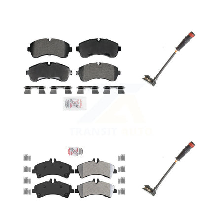Front Rear Ceramic Disc Brake Pads And Wear Sensors Kit For 2009 Dodge Sprinter 3500 3.0L KNW-101311