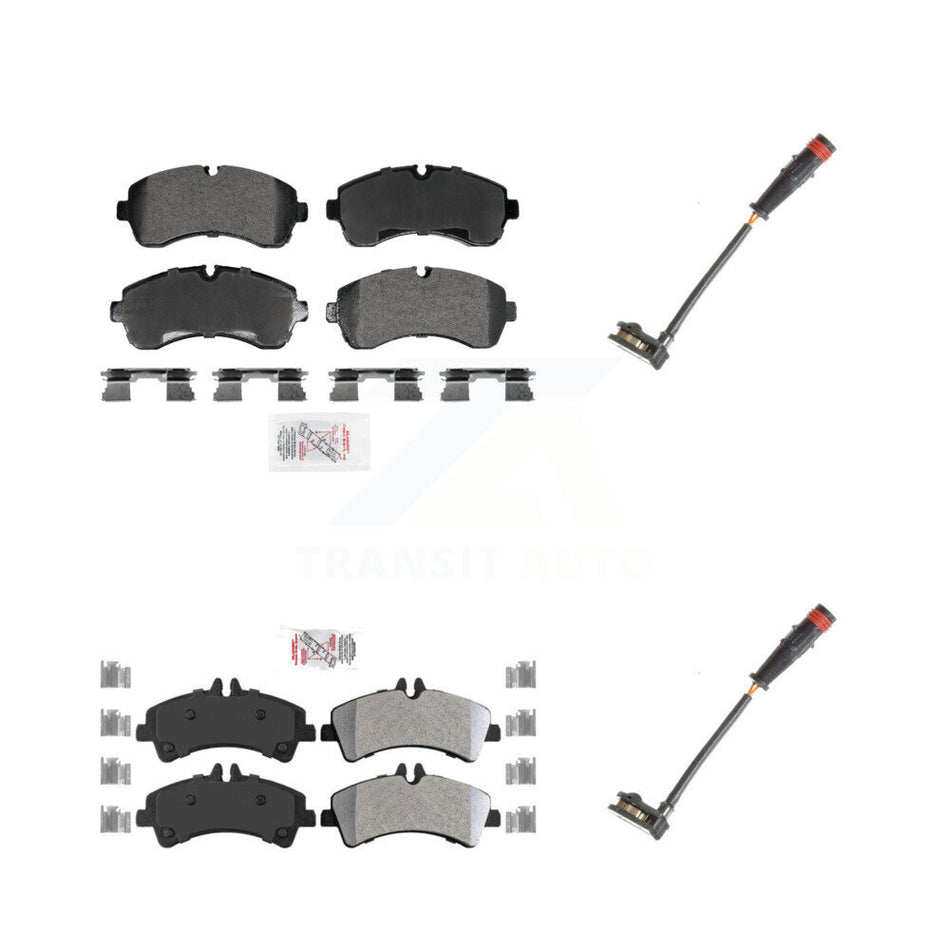 Front Rear Ceramic Disc Brake Pads And Wear Sensors Kit For 2009 Dodge Sprinter 3500 3.0L KNW-101311