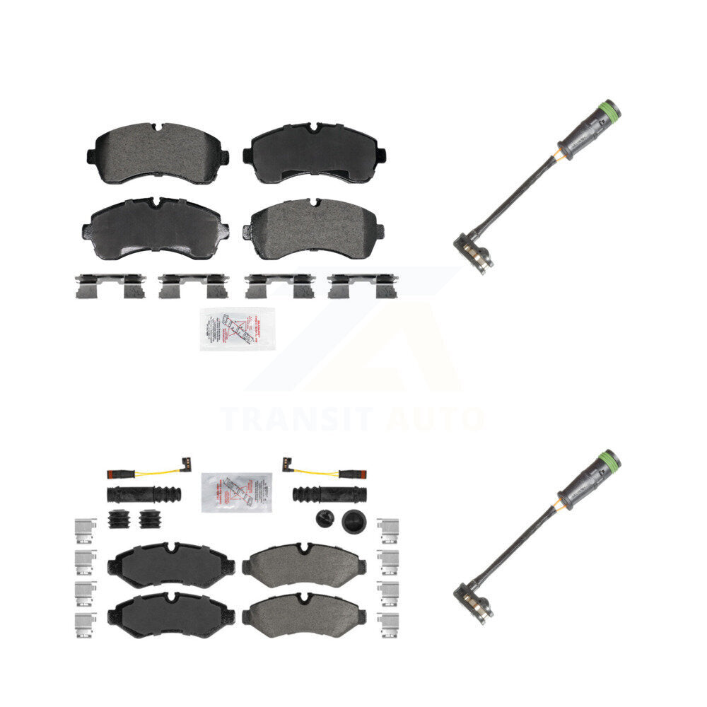 Front Rear Ceramic Brake Pads & Extra Wear Sensor Kit For Freightliner Sprinter 2500 3500 KNW-101327