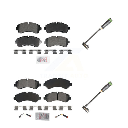 Front Rear Ceramic Disc Brake Pads & Extra Wear Sensor Kit For Freightliner Sprinter 3500 KNW-101328