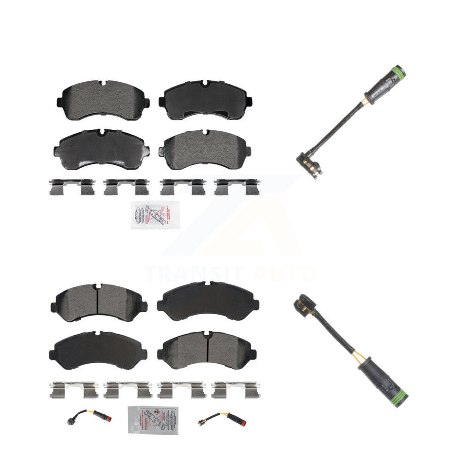 Front Rear Ceramic Disc Brake Pads & Extra Wear Sensor Kit For Freightliner Sprinter 4500 KNW-101330