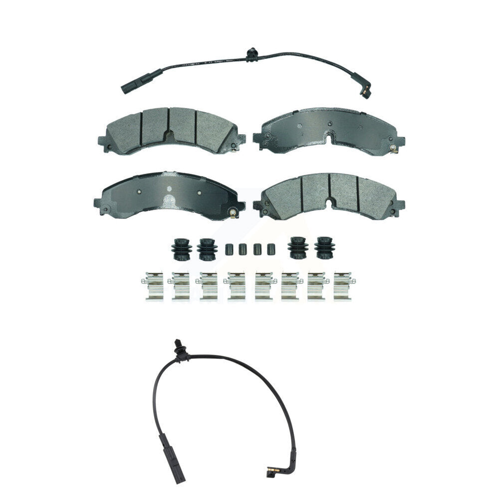 Front Ceramic Brake Pads Extra Wear Sensor Kit For GMC Chevrolet Sierra 2500 HD Silverado KNW-101360