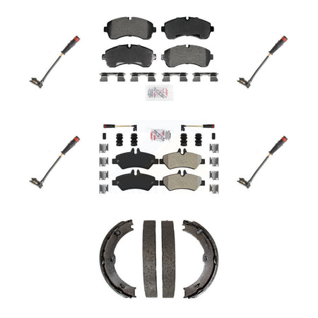 Front Rear Ceramic Brake Pads Extra Wear Sensor Kit (7Pc) For 09 Dodge Sprinter 3500 3.0L KNW-101376
