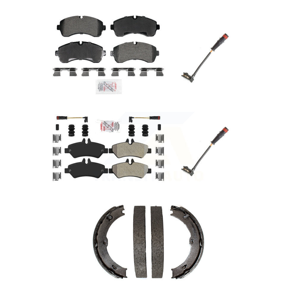 Front Rear Ceramic Brake Pads Extra Wear Sensor Kit (5Pc) For 09 Dodge Sprinter 3500 3.0L KNW-101384
