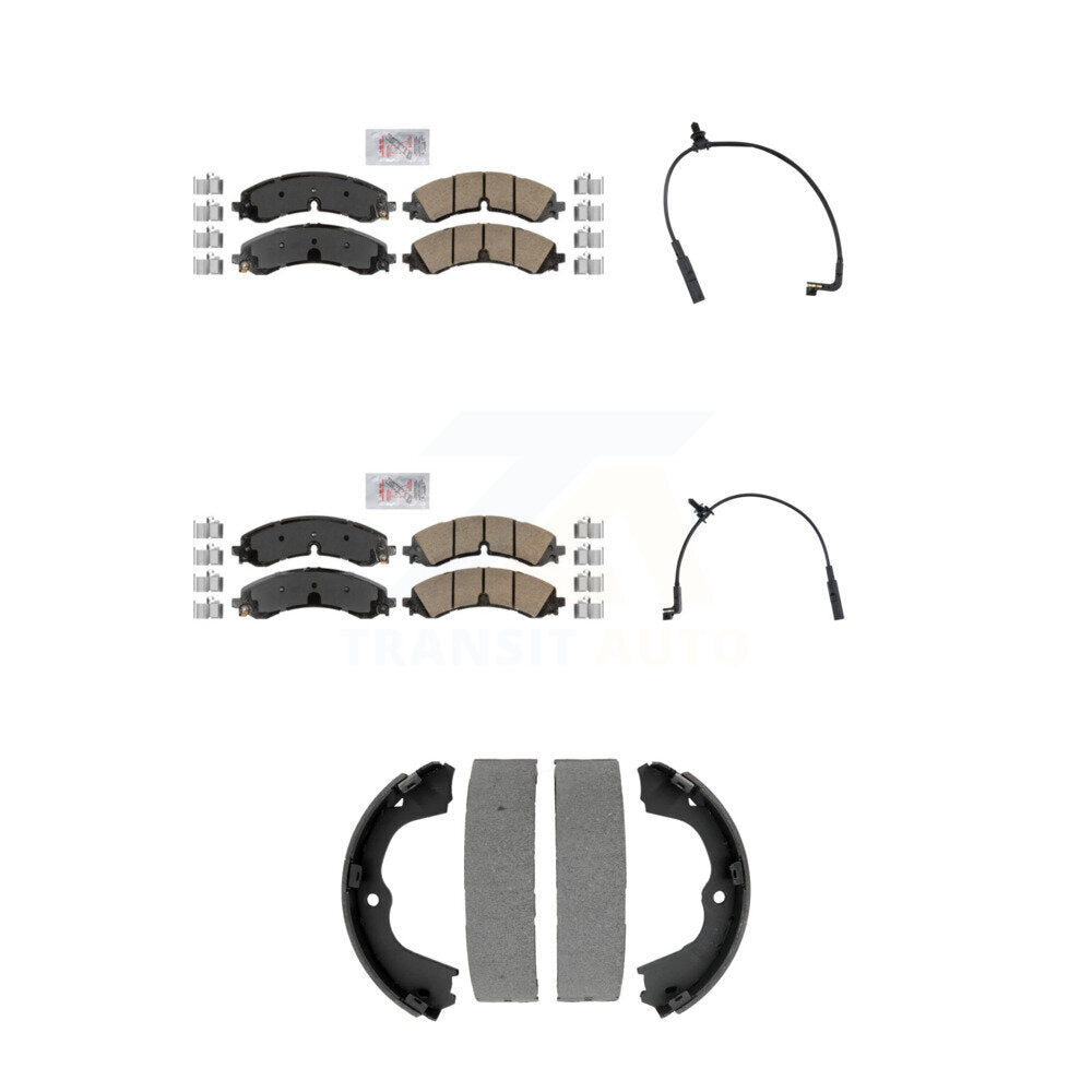 Front Rear Ceramic Brake Pads Wear Sensor Kit (5Pc) For GMC Chevrolet Sierra 2500 HD 3500 KNW-101441