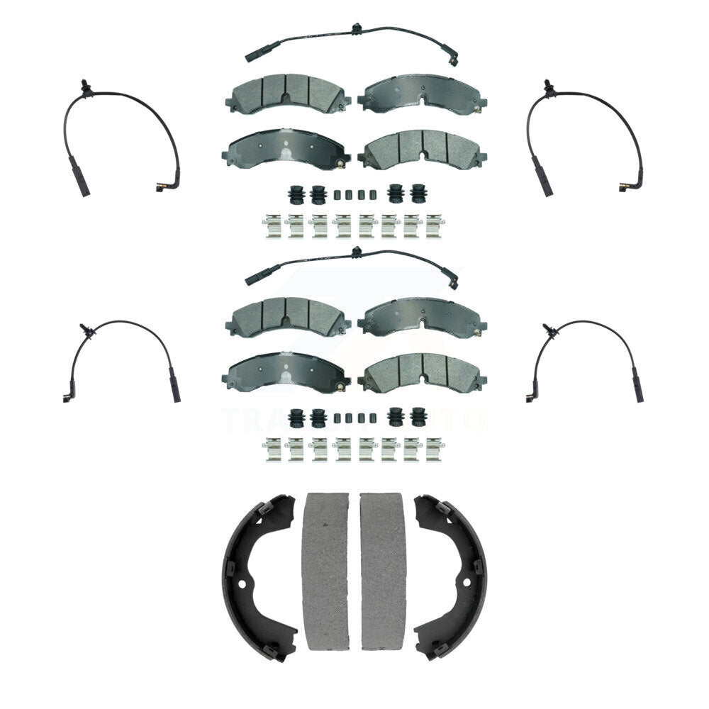 Front Rear Ceramic Brake Pad Extra Wear Sensor Kit (7Pc) For GMC Chevrolet Sierra 2500 HD KNW-101453