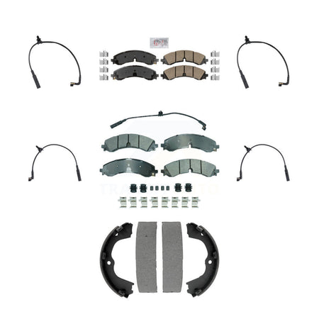 Front Rear Ceramic Brake Pad Extra Wear Sensor Kit (7Pc) For GMC Chevrolet Sierra 2500 HD KNW-101454