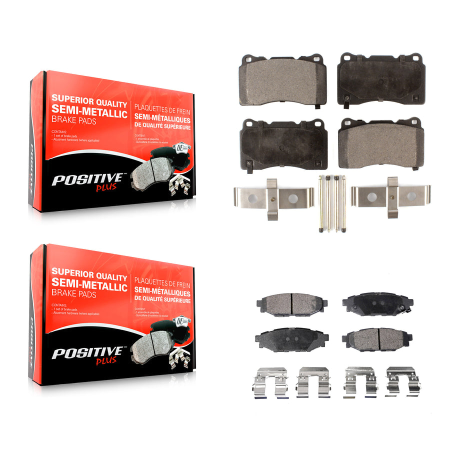 Front Rear Semi-Metallic Brake Pads Kit For 2014 Subaru WRX With 15" Factory Wheels KPF-100004