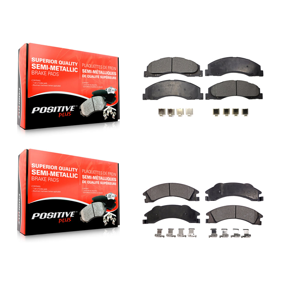 Front Rear Semi-Metallic Brake Pads Kit For Ford E-350 Super Duty E-250 E-150 E-450 Econoline KPF-100122