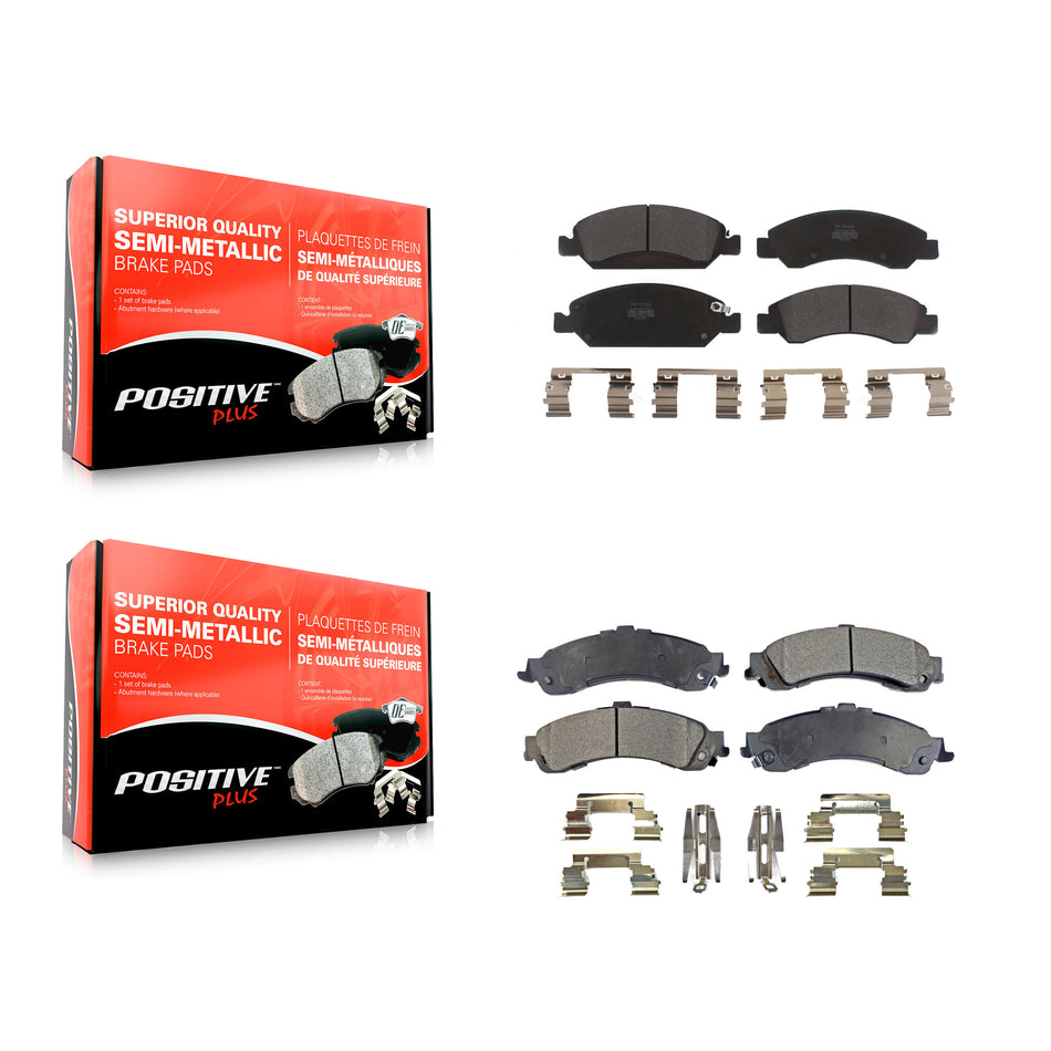 Front Rear Semi-Metallic Brake Pads Kit For 2005-2006 Chevrolet Silverado 1500 GMC Sierra With Dual Piston Caliper Drum rear brakes KPF-100140