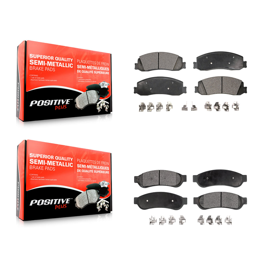 Front Rear Semi-Metallic Brake Pads Kit For Ford F-250 Super Duty F-350 F-450 KPF-100245