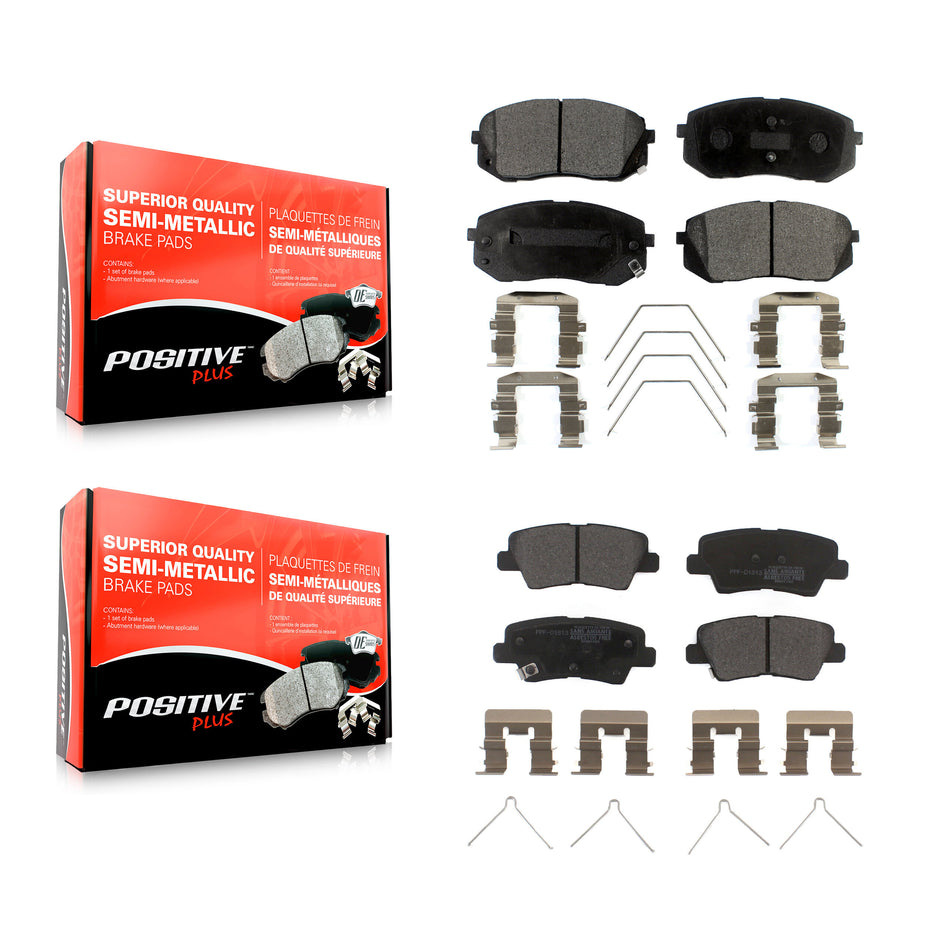 Front Rear Semi-Metallic Brake Pads Kit For Kia Optima Soul Hyundai Elantra GT Veloster EV Kona Forte Forte5 KPF-100286