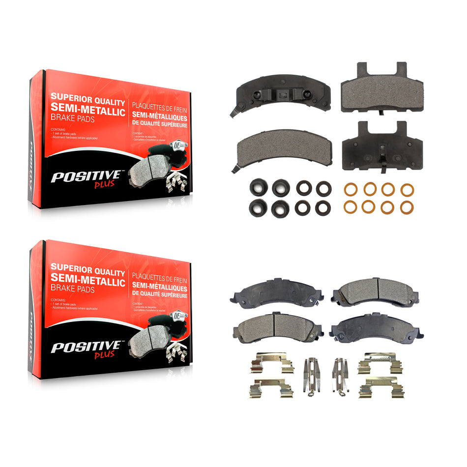 Front Rear Semi-Metallic Brake Pads Kit For 2000 GMC Yukon Drum rear brakes With Dual Piston Caliper KPF-100296