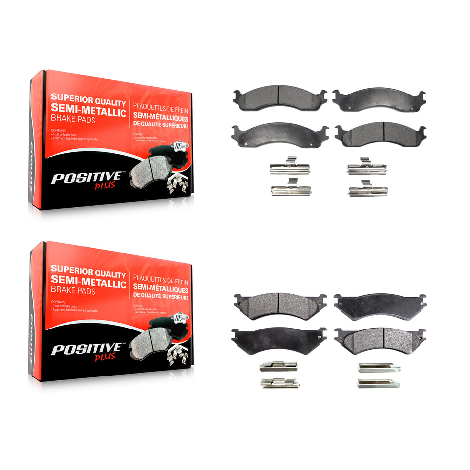 Front Rear Semi-Metallic Brake Pads Kit For Ford E-350 Super Duty E-250 Econoline Club Wagon KPF-100324