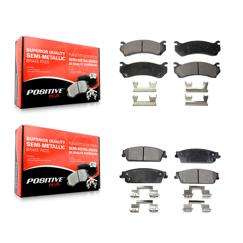 Front Rear Semi-Metallic Brake Pads Kit For 2007 Chevrolet Silverado 1500 Disc rear brakes KPF-100354