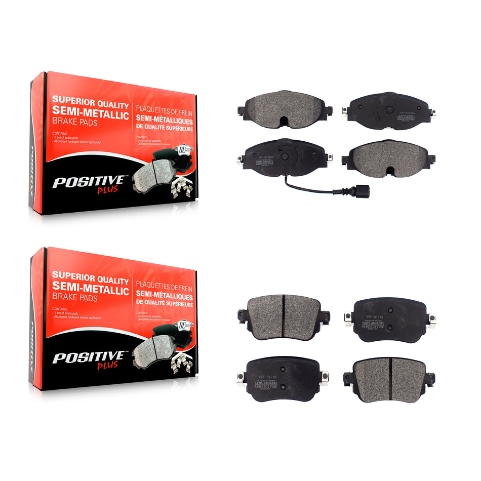 Front Rear Semi-Metallic Brake Pads Kit For Volkswagen GTI Golf SportWagen Alltrack Passat KPF-100480