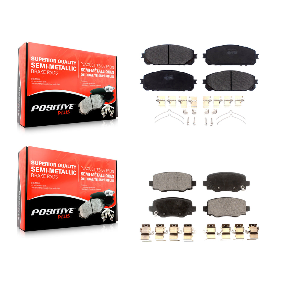 Front Rear Semi-Metallic Brake Pads Kit For 2014-2022 Jeep Cherokee With Dual Piston Caliper KPF-100534