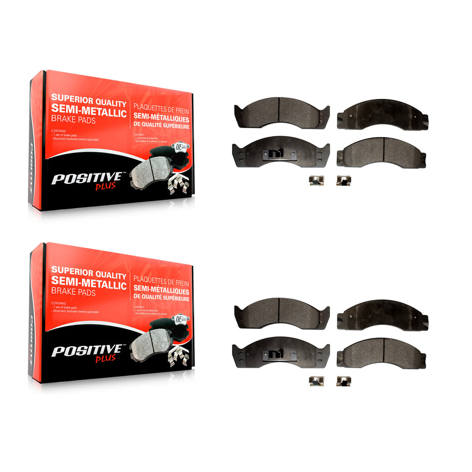 Front Rear Semi-Metallic Brake Pads Kit For Ford E-450 Econoline Super Duty F53 F F-Super F-53 Motorhome Chassis F-59 Commercial Stripped KPF-100571