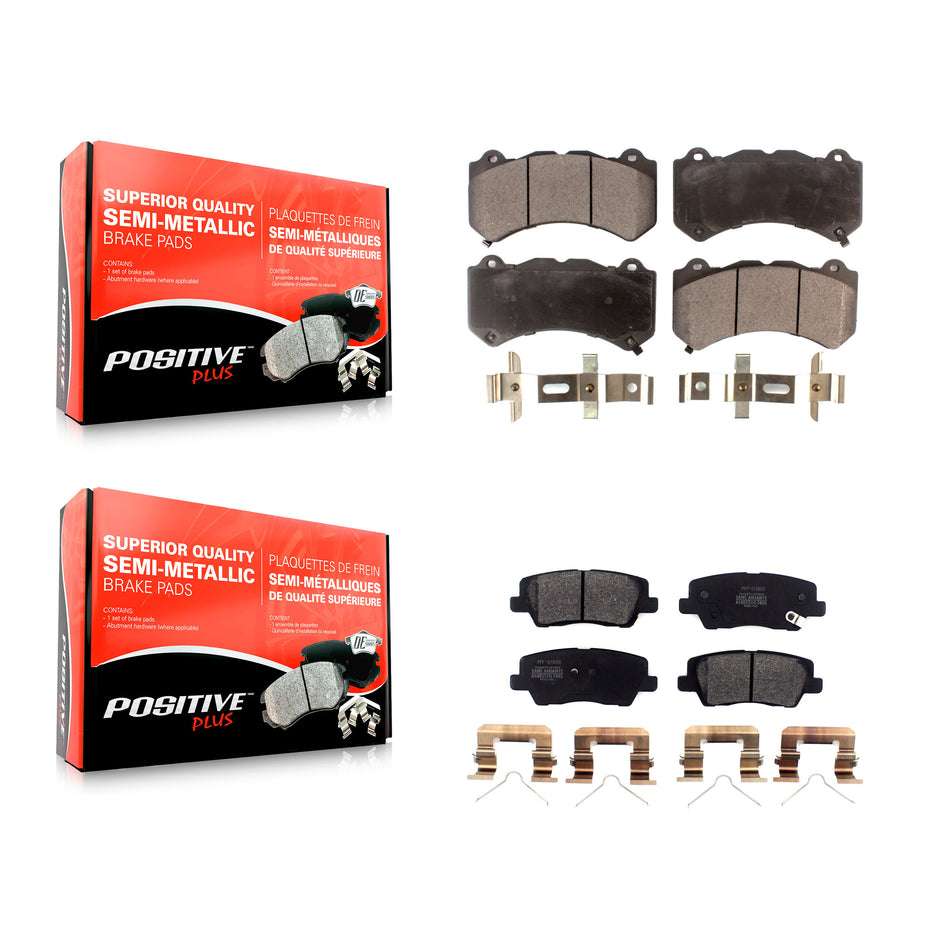 Front Rear Semi-Metallic Brake Pads Kit For 2016 Cadillac CTS Vsport Premium with RWD Without Performance Lining KPF-100586
