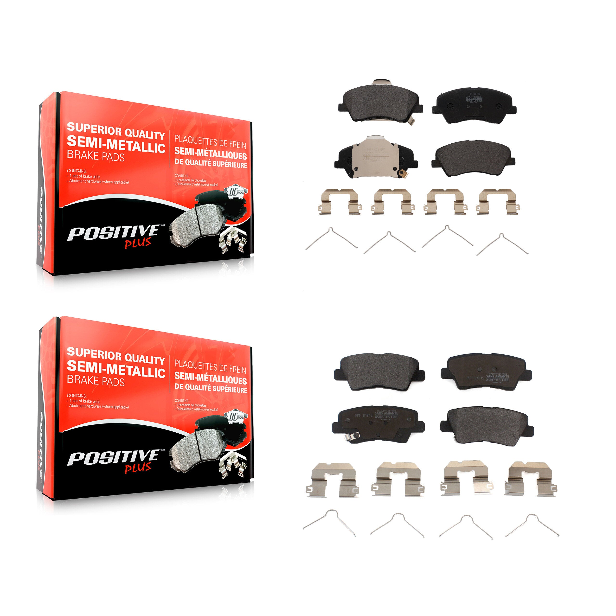 Front Rear Semi-Metallic Brake Pads Kit For Kia Rio Hyundai Accent KPF-100599