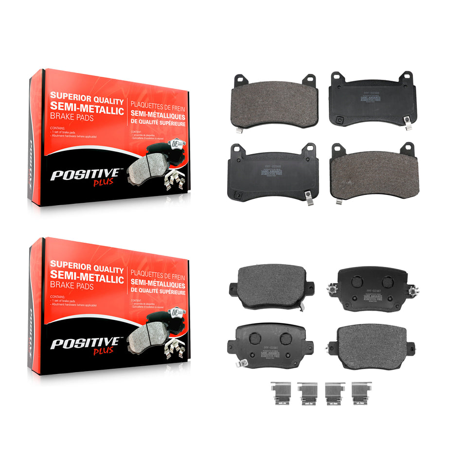 Front Rear Semi-Metallic Brake Pads Kit For 2017-2024 Tesla 3 With Red Painted Calipers KPF-100704
