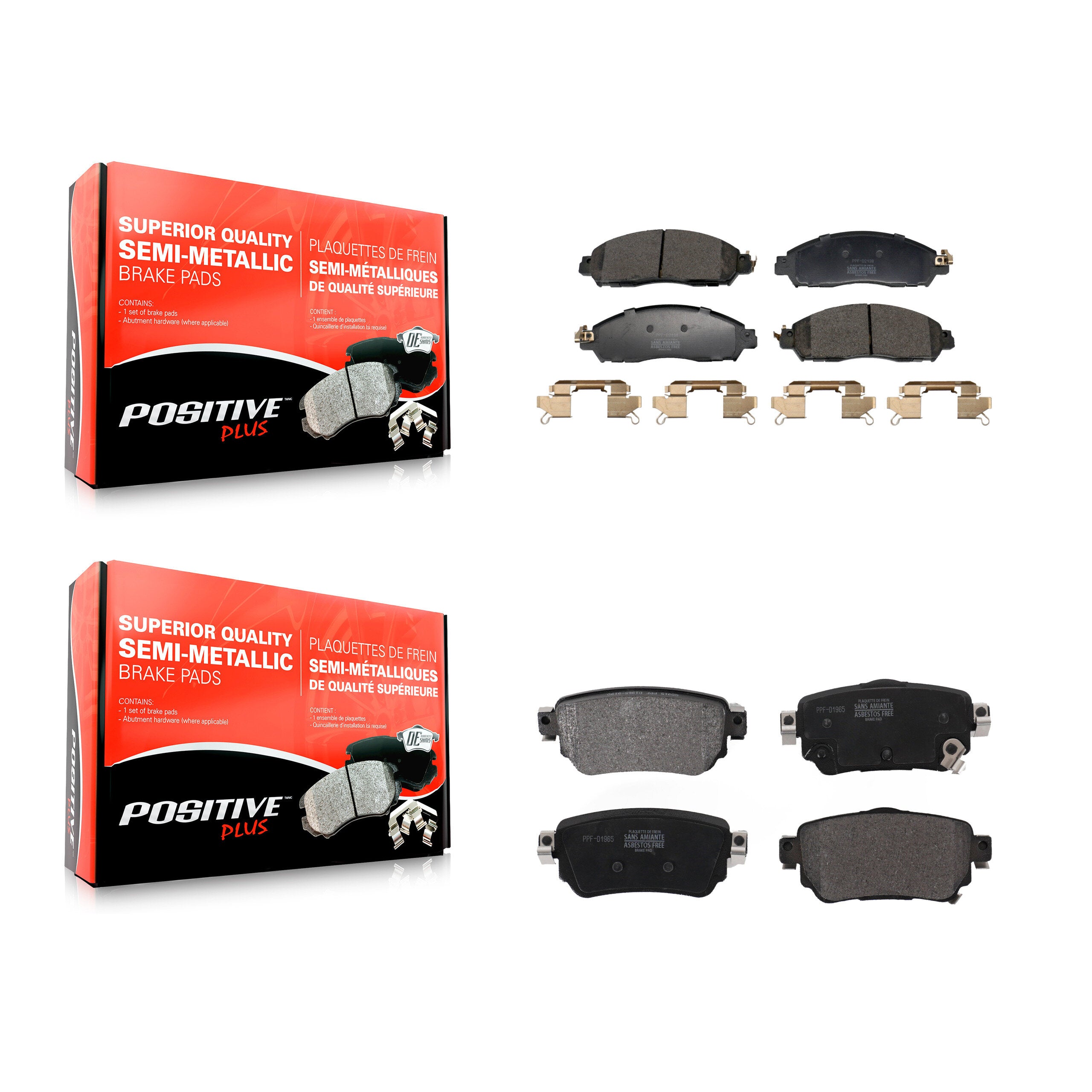 Front Rear Semi-Metallic Brake Pads Kit For Nissan LEAF With Electric Parking KPF-100706