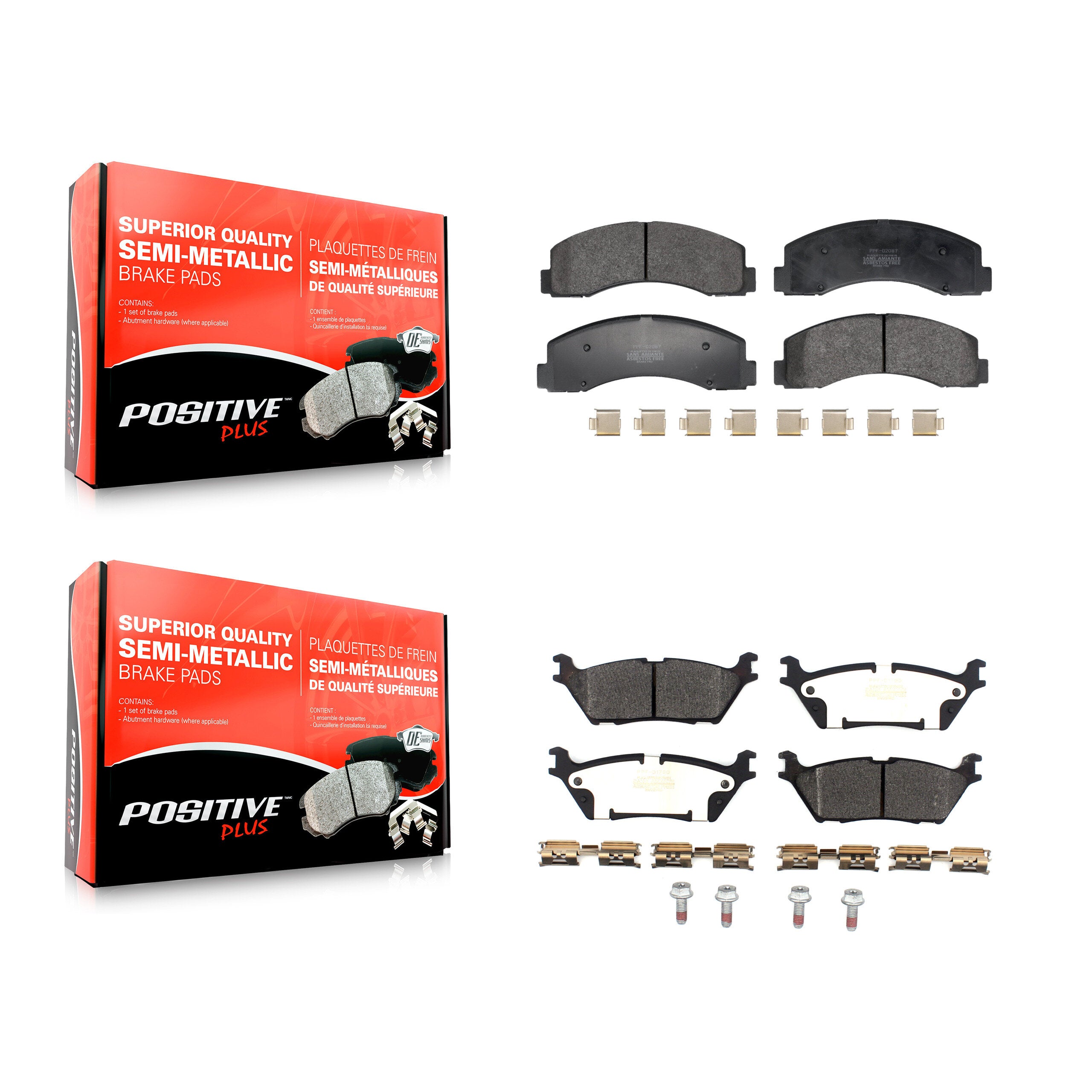 Front Rear Semi-Metallic Brake Pads Kit For Ford F-150 Expedition Lincoln Navigator KPF-100719
