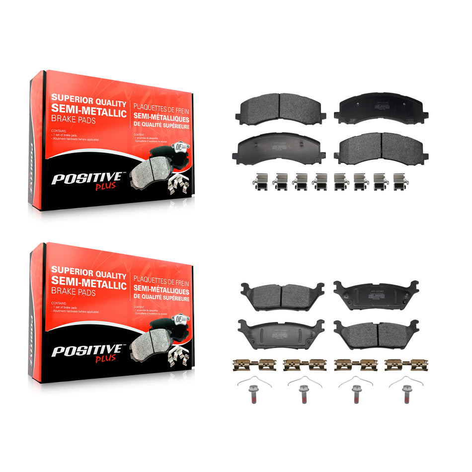 Front Rear Semi-Metallic Brake Pad Kit For Ford F-150 Lightning Bronco Expedition Lincoln KPF-100776