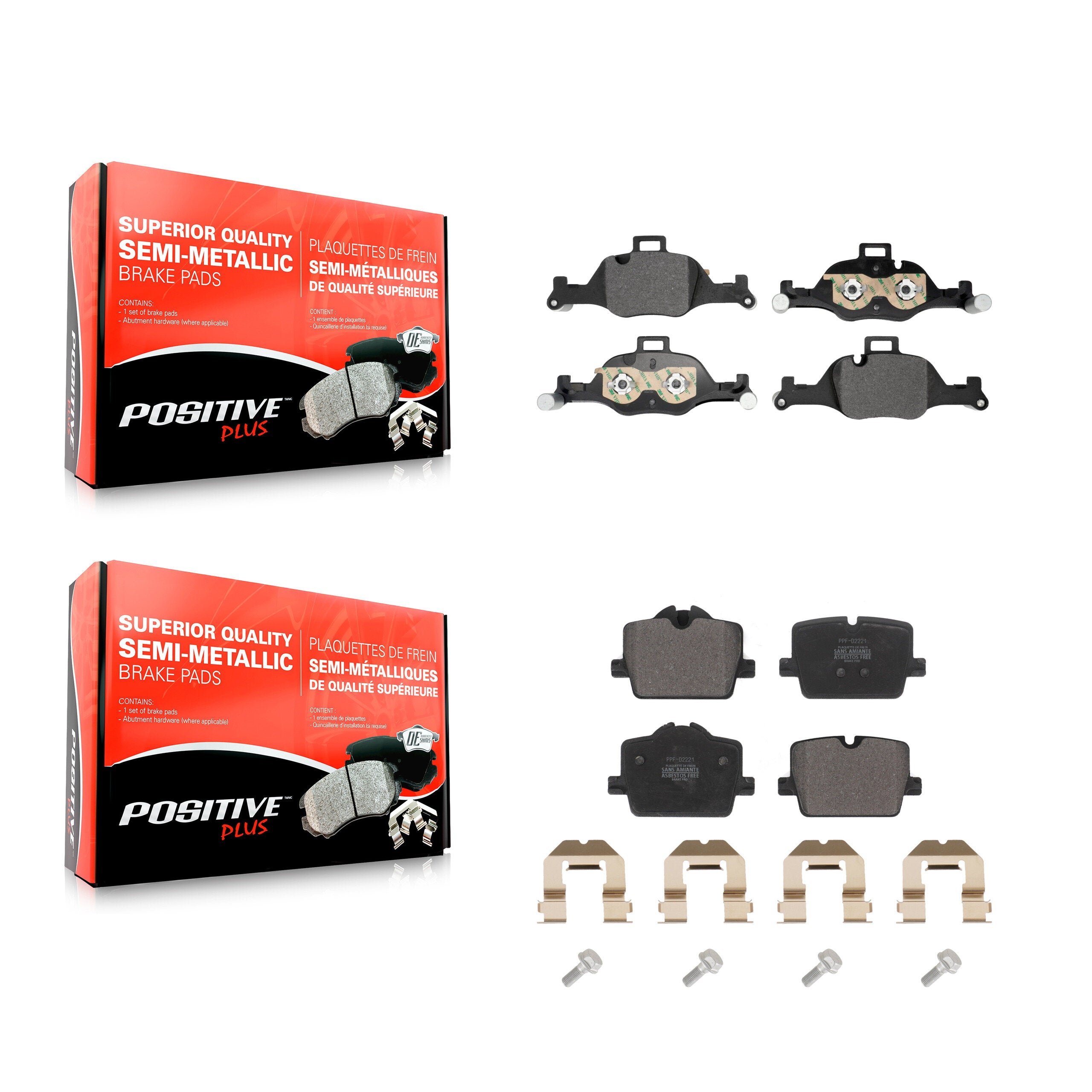 Front Rear Semi-Metallic Brake Pads Kit For BMW i4 Without Blue Painted Calipers KPF-100795