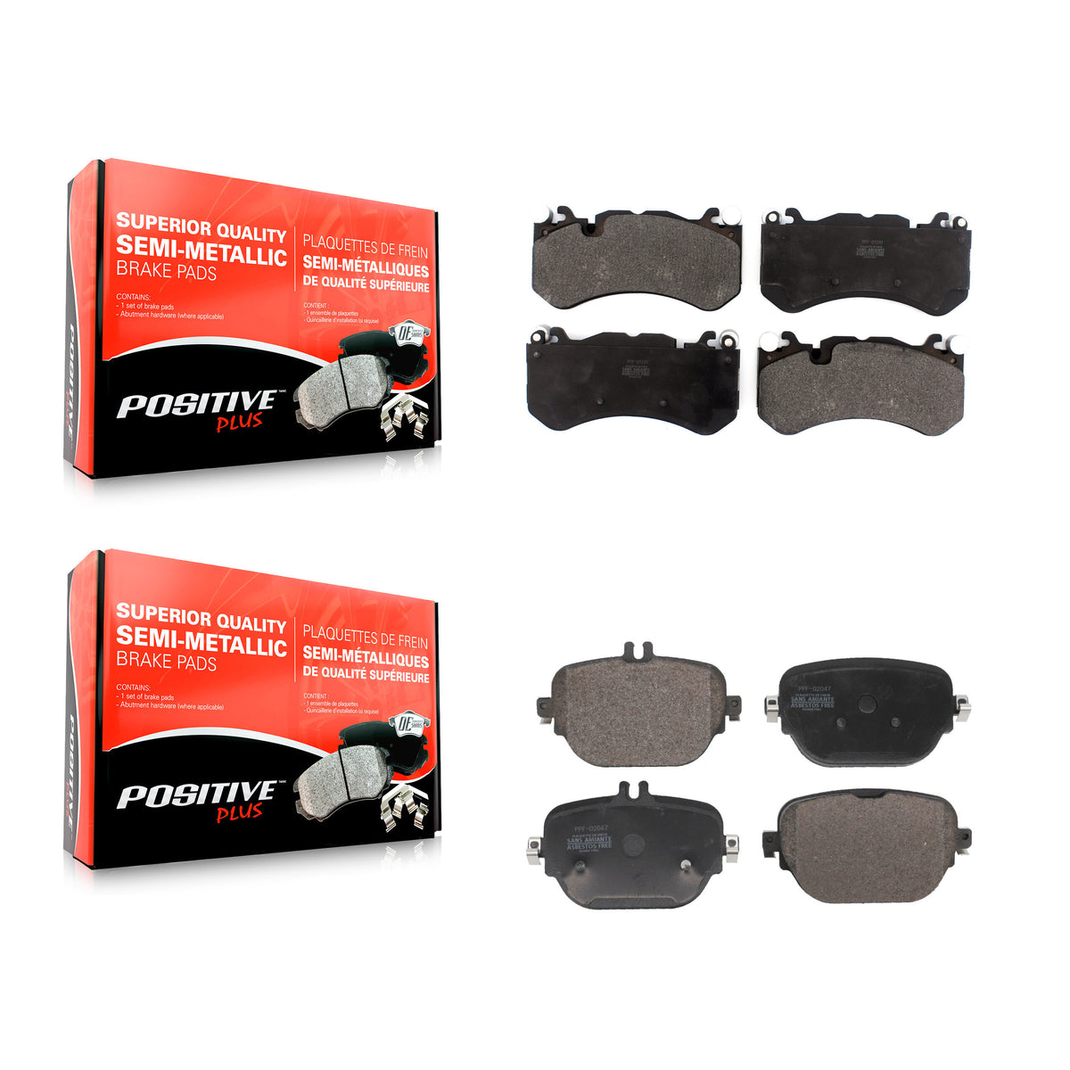 Front Rear Semi-Metallic Brake Pads Kit For 2018-2021 Mercedes-Benz E63 AMG S GLC63 KPF-100809