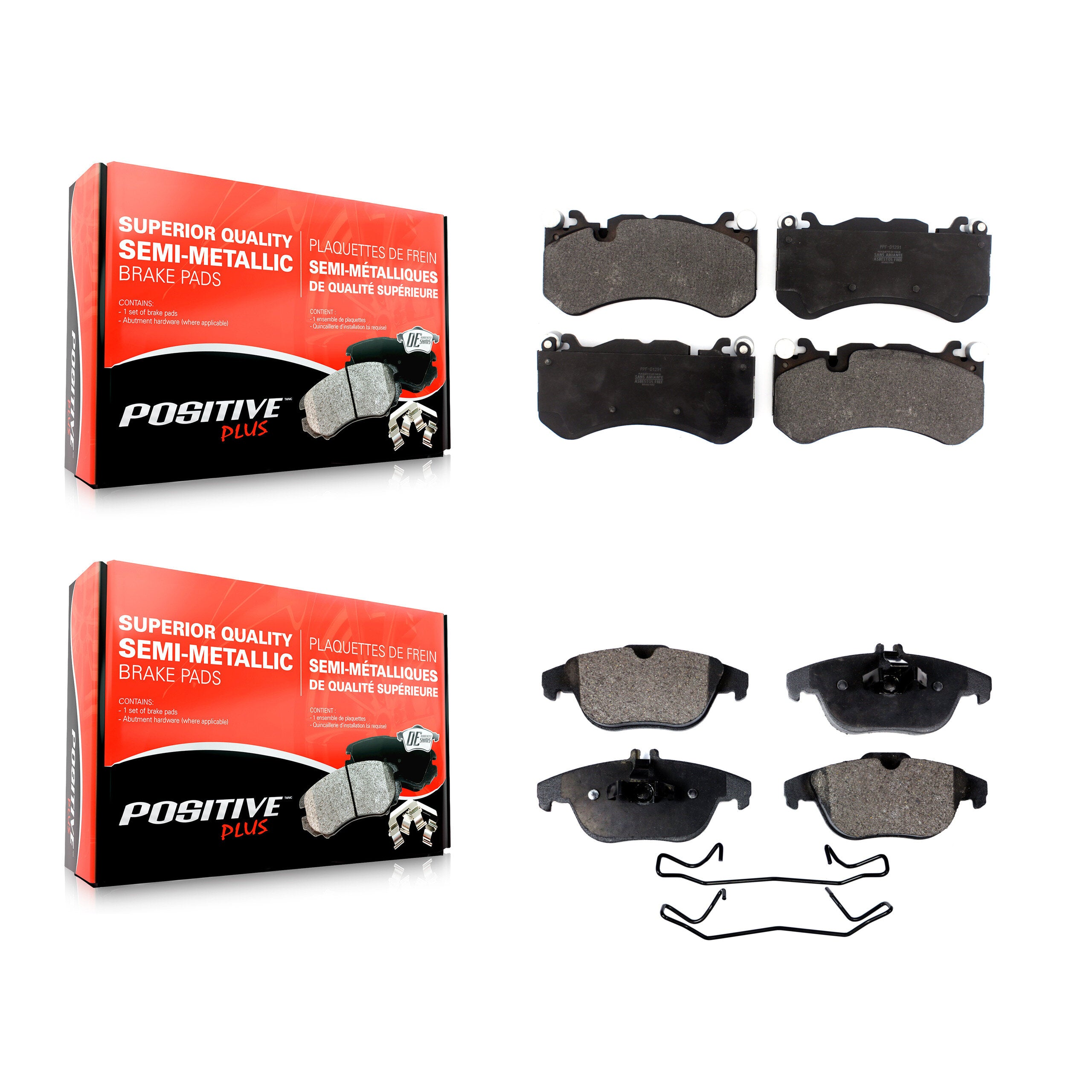 Front Rear Semi-Metallic Brake Pads Kit For 2011 Mercedes-Benz C63 AMG KPF-100810