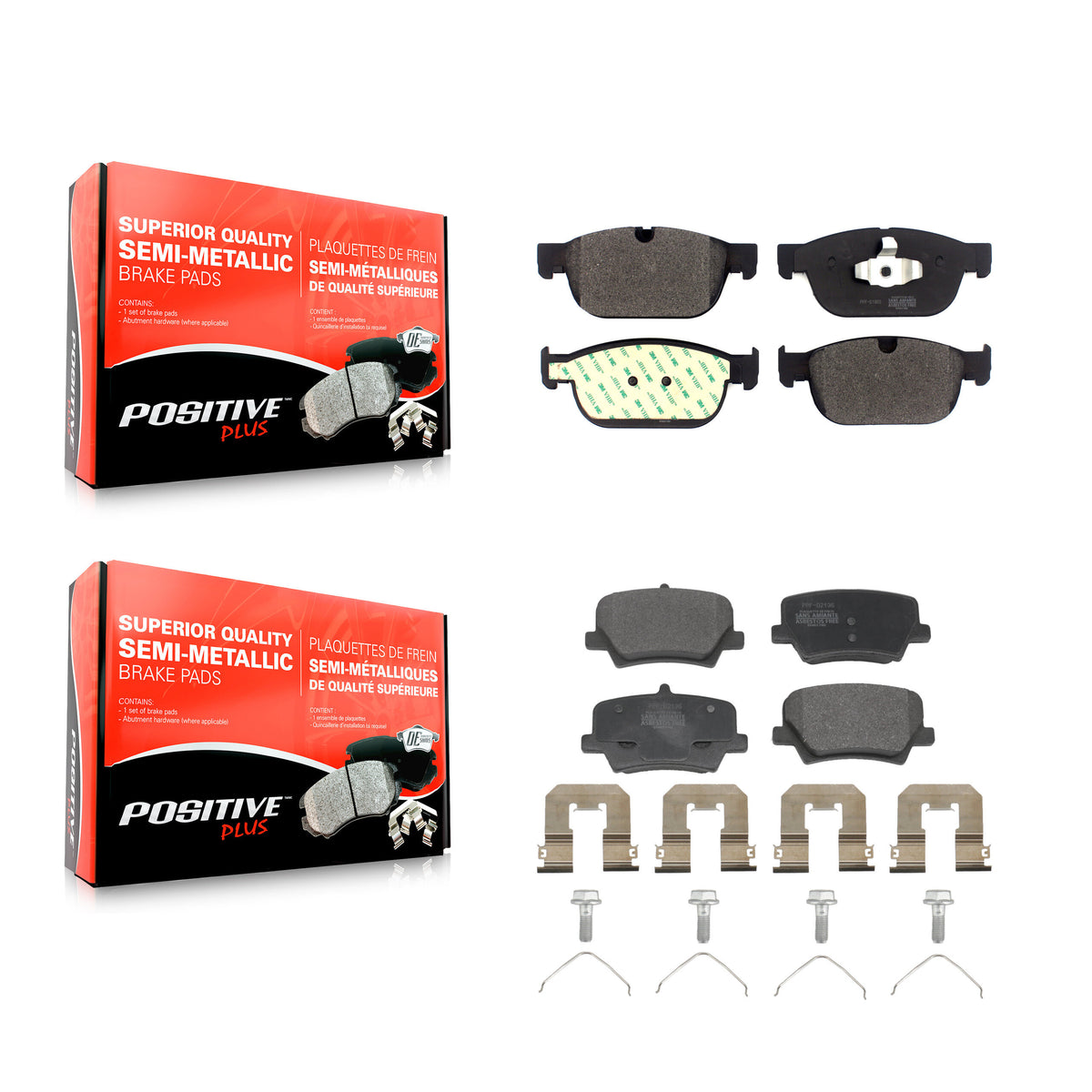 Front Rear Semi-Metallic Brake Pads Kit For Volvo XC40 With 345mm Diameter Rotor KPF-100814