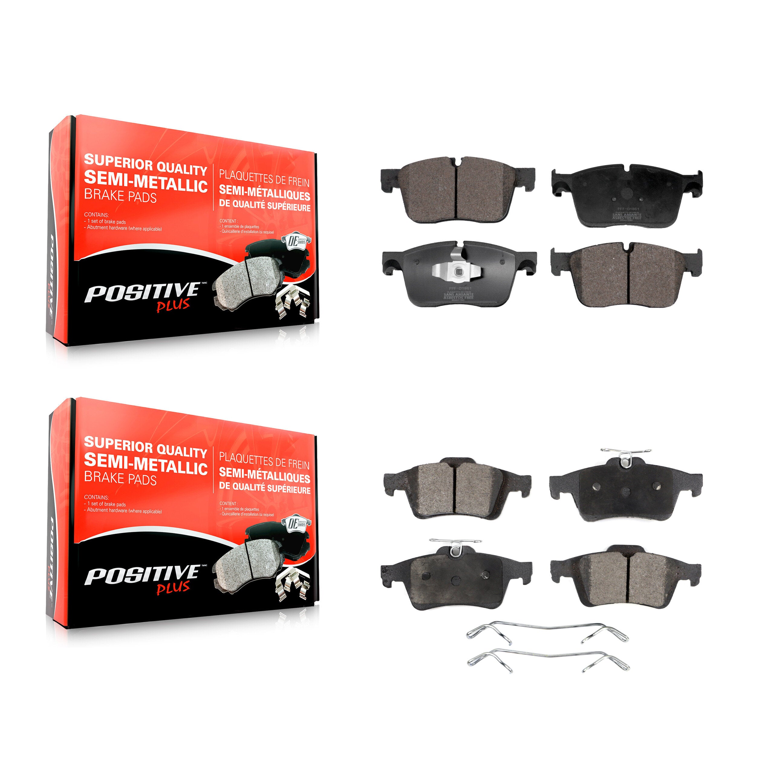 Front Rear Semi-Metallic Brake Pad Kit For 2016 Jaguar XF With 355mm Diameter Rotor KPF-100822