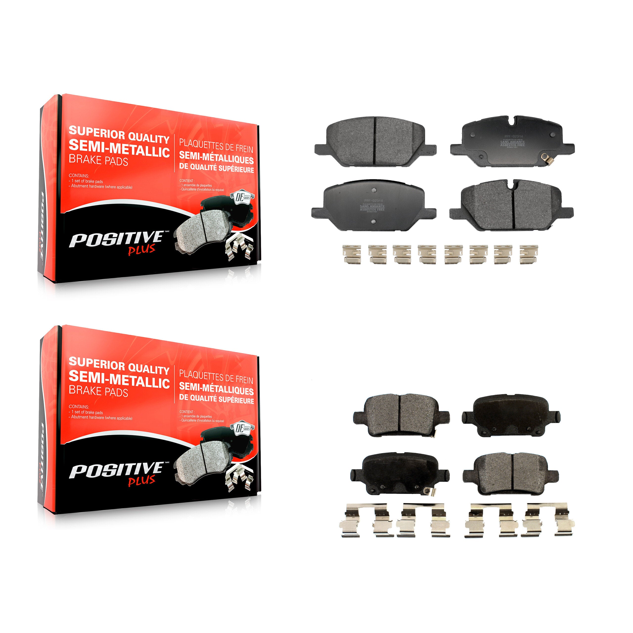 Front Rear Semi-Metallic Brake Pads Kit For 2020 Chevrolet Equinox GMC Terrain KPF-100827