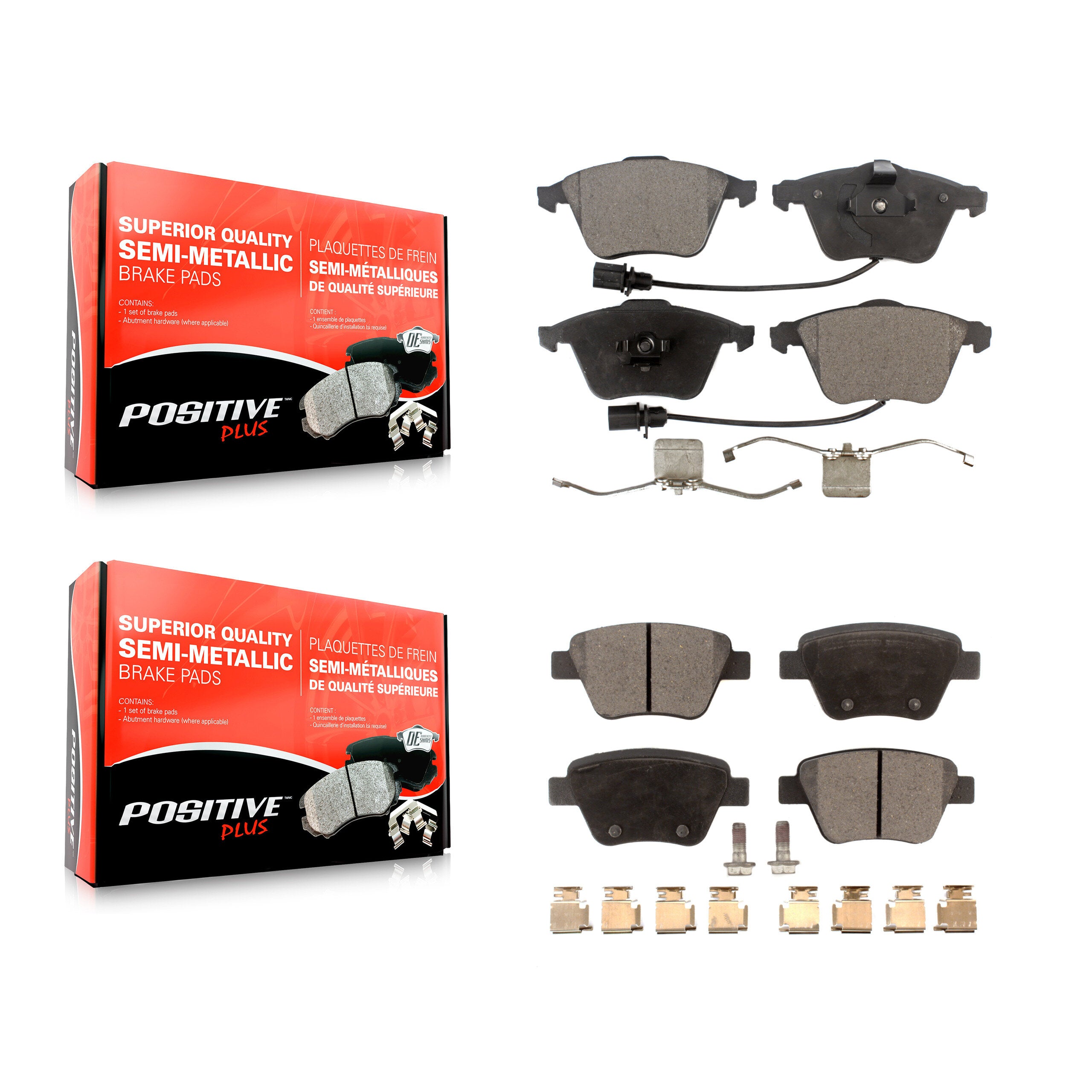 Front Rear Semi-Metallic Brake Pads Kit For Audi A3 Quattro KPF-100833