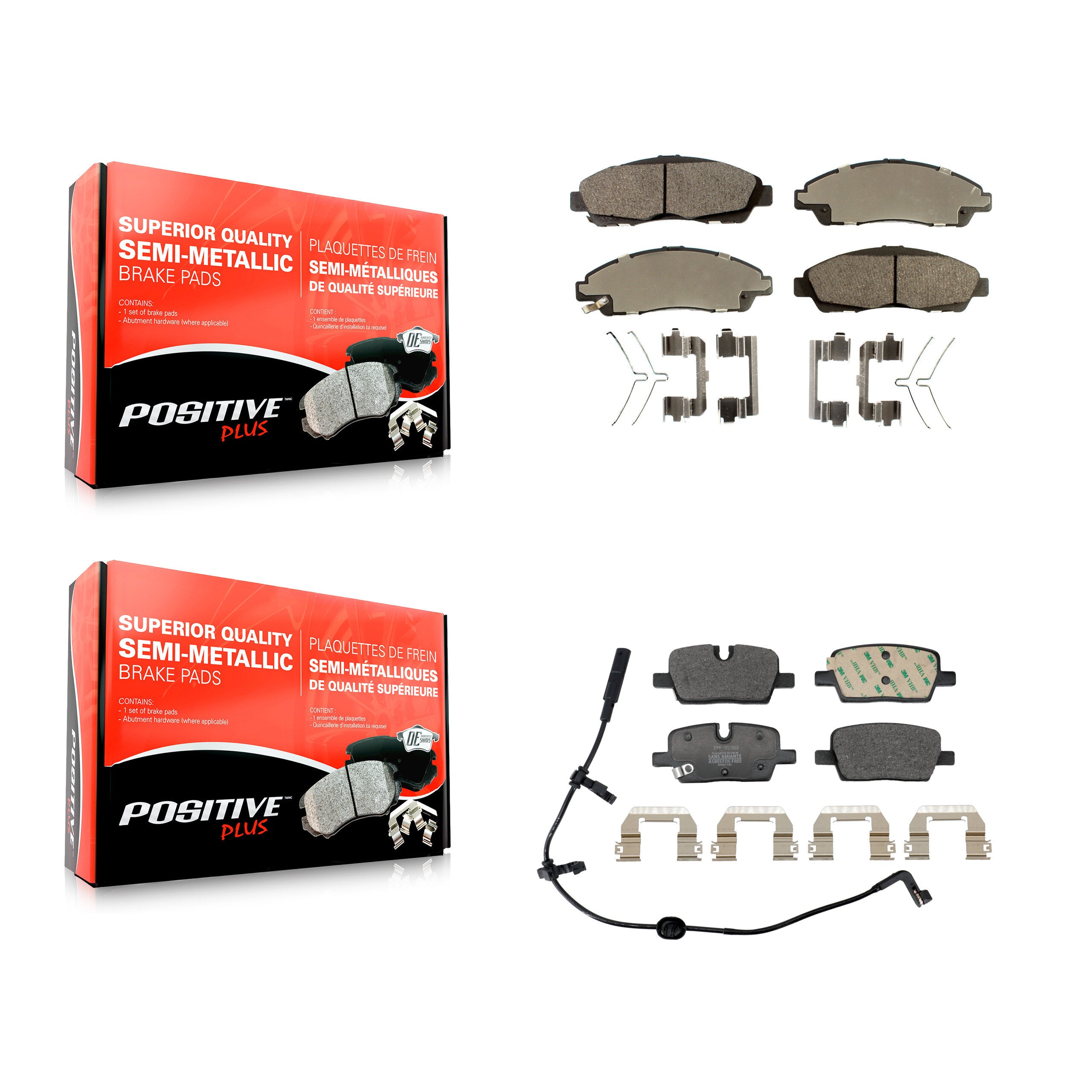 Front Rear Semi-Metallic Brake Pads Kit For 2020 Buick Enclave To Chassis VIN #LJ296020 KPF-100841