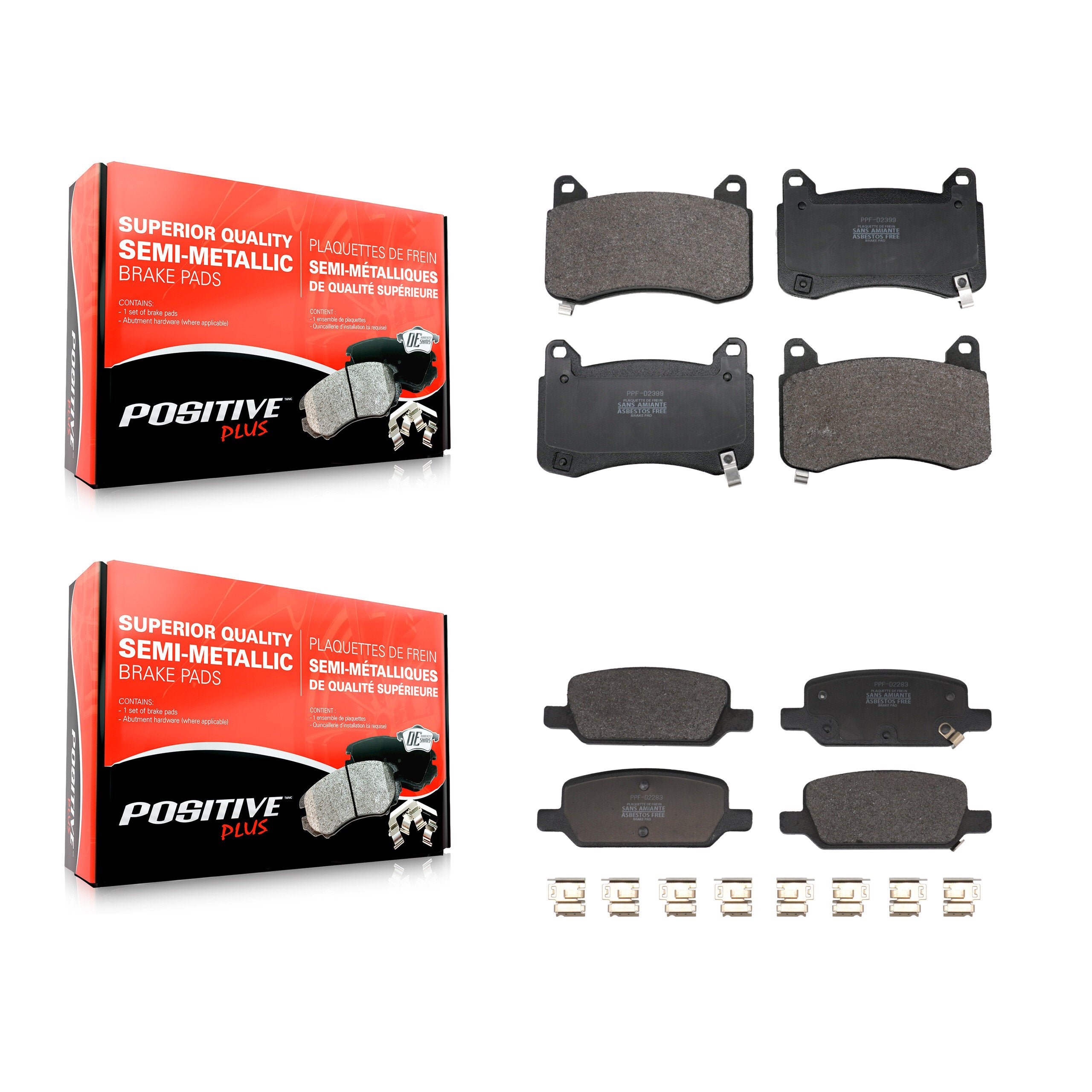 Front Rear Semi-Metallic Brake Pads Kit For 2020-2022 Tesla Y With Gray Painted Calipers KPF-100843