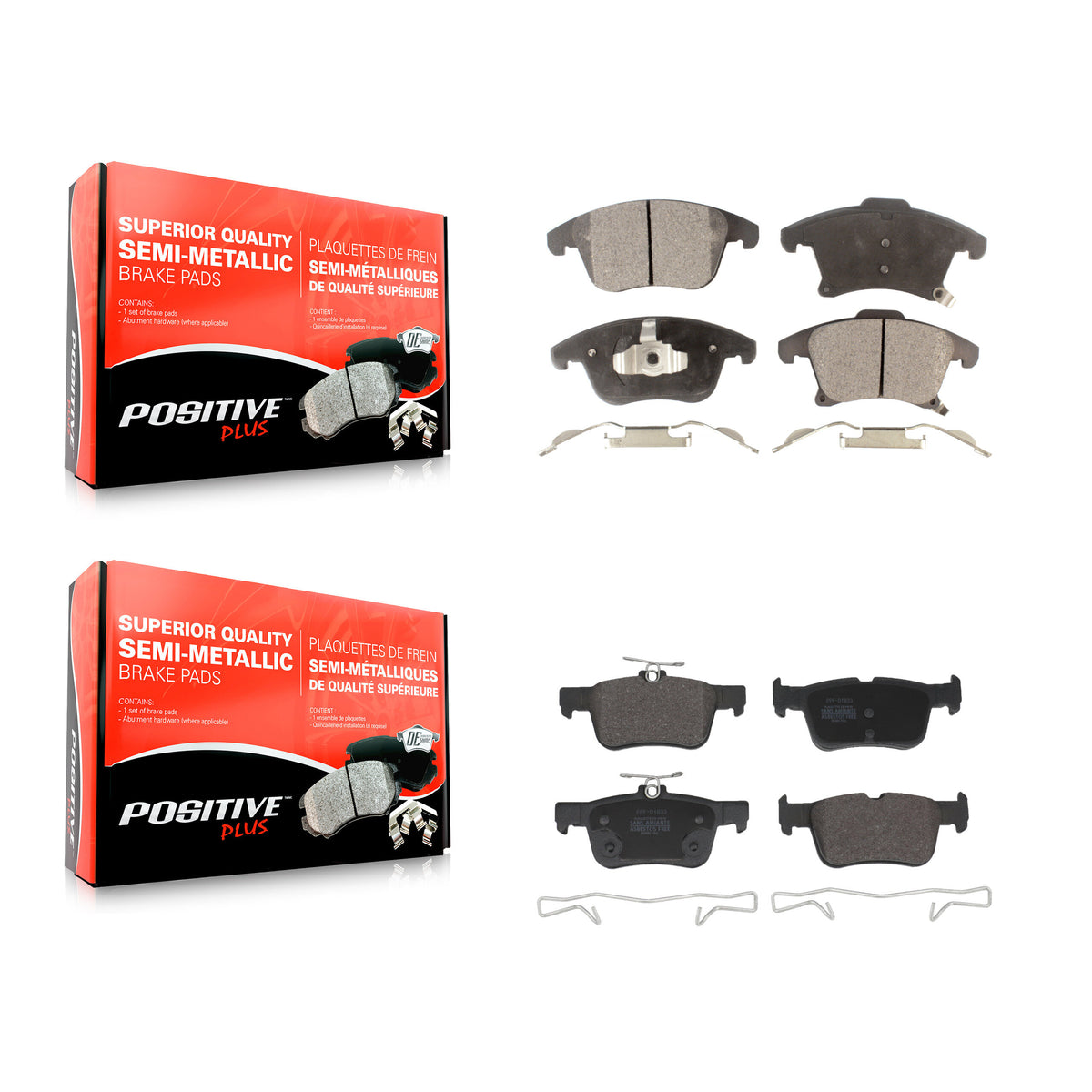 Front Rear Semi-Metallic Brake Pads Kit For 2019-2020 Ford Police Responder Hybrid KPF-100847