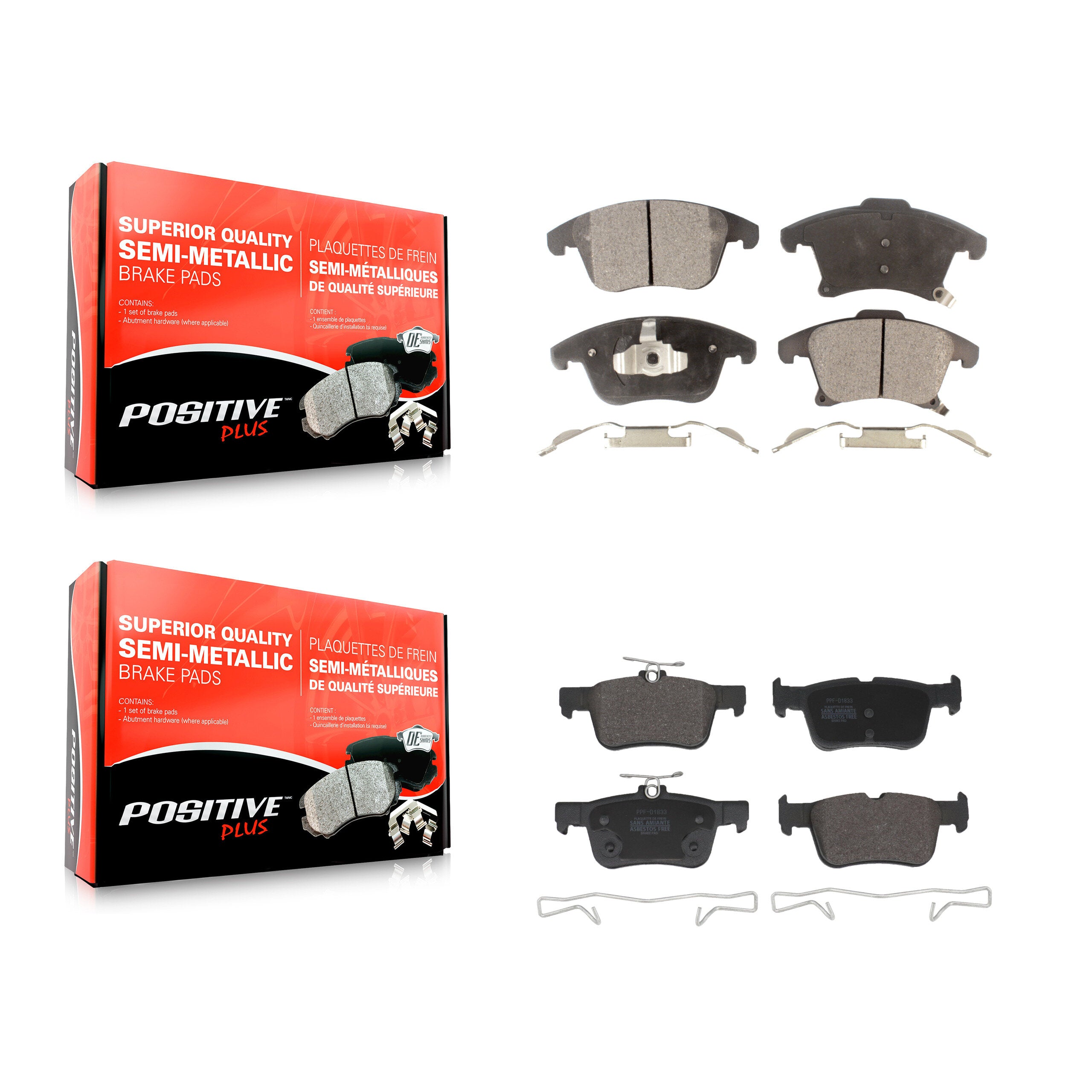 Front Rear Semi-Metallic Brake Pads Kit For 2019-2020 Ford Police Responder Hybrid KPF-100847