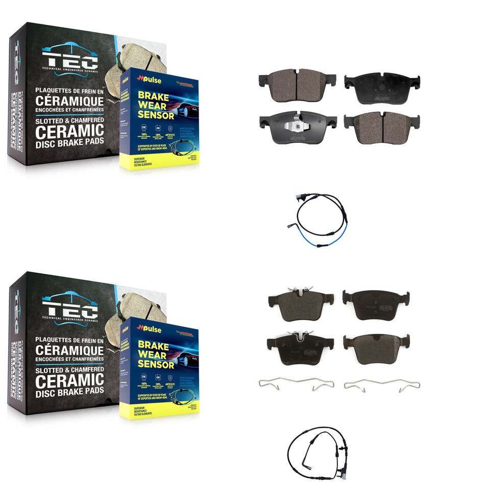 Front Rear Semi-Metallic Disc Brake Pads And Wear Sensors Kit For 2017 Jaguar XE XF KPW-100003