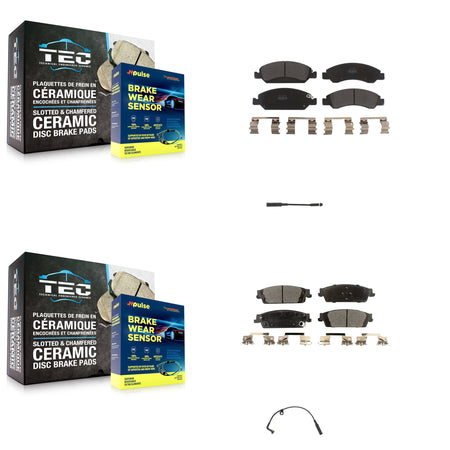 Front Rear Semi-Metallic Brake Pads & Wear Sensor Kit For Chevrolet Silverado 1500 LD GMC KPW-100010